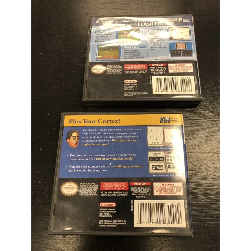 Flash Focus: Vision Training in Minutes a Day (Nintendo DS, 2007)‎ + Brain Age 2